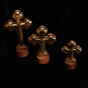 Handcrafted Solid Rosewood and Brass Wooden Cross